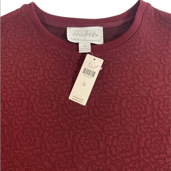 - NWT Anthropologie Red Wine Mare Mare Odila Texture Floral Knit Tunic Dress - Picture 5 of 11